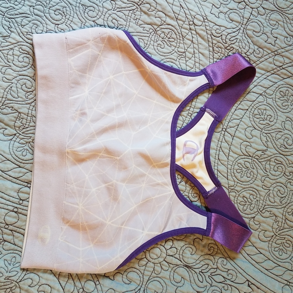 Purple design champion sports bra, med